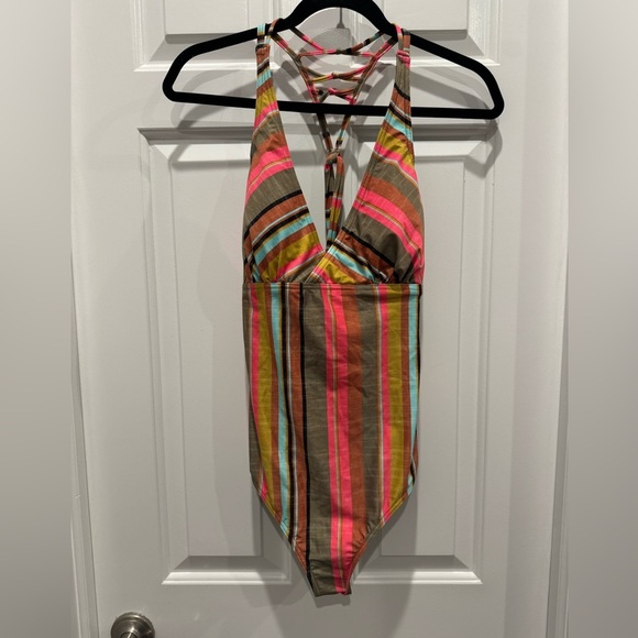 Prana Fergusen One Piece Swimsuit - Cacti Soleil Stripe size large - Picture 8 of 11